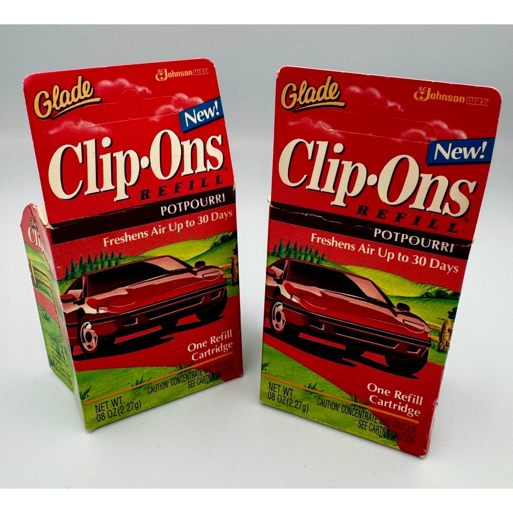 Vintage Glade Clip-Ons Car Air Freshener Refill Potpourri Lot of 2 New